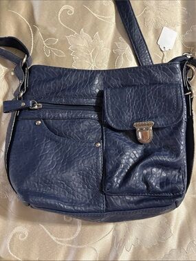 Rosetti Navy Blue Textured Shoulder Crossbody Bag